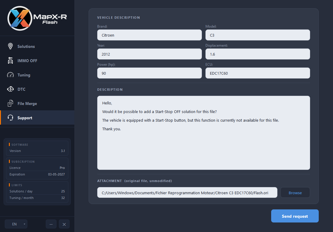 MapX-R Flash — Support technique intégré par tickets